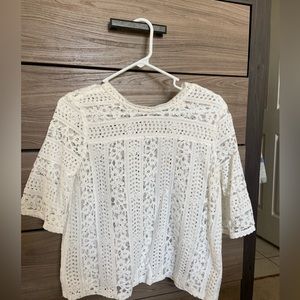 Loft | Lace Mockneck Top | Size Small